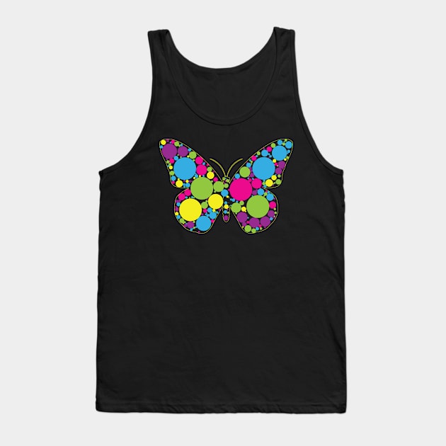 Rainbow Polka Dot Colorful Buterfly Dot Mandala Art Dot Day Tank Top by PaulAksenov